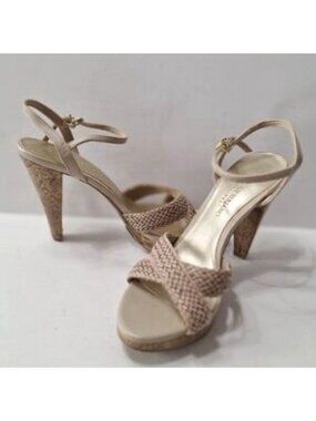 VTG Y2K Christian Siriano Ankle Strap Platform Sandals Size 6 Woven Retro Sexy